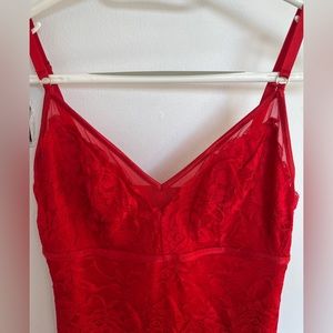 Red lace bodycon dress